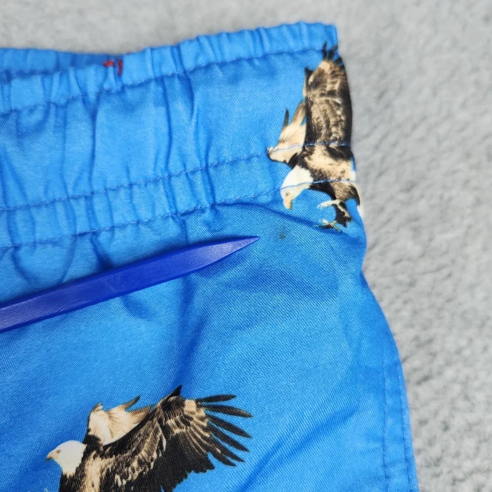 Wave Zone Swim Trunks Shorts Mens XL Blue Mesh Eagle American Flag Patriotic
